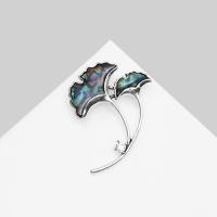 Брошь &laquo;Галиотис&raquo; цветы-зонтики, цвет зелёный в серебре