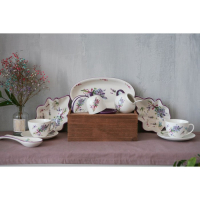 Сервиз фарфоровый чайный Доляна &laquo;Лаванда&raquo;, 12 предметов: 6 чашек 250 мл, 6 блюдец d=15 см, цвет белый