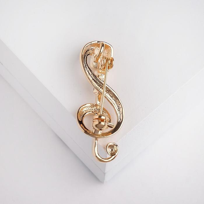 Брошь &laquo;Ретро микрофон&raquo; с нотой, цвет золото