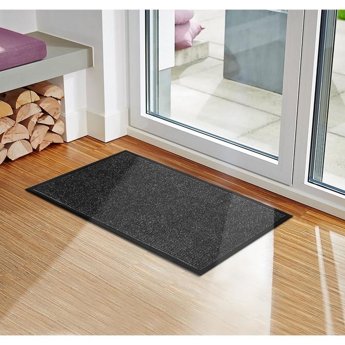 Коврик придверный влаговпитывающий, ребристый, &laquo;Комфорт&raquo;, 60&times;90 см, цвет чёрный
