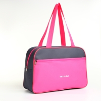 Сумка спортивная женская, TEXTURA, маленький размер, цвет серый/розовый