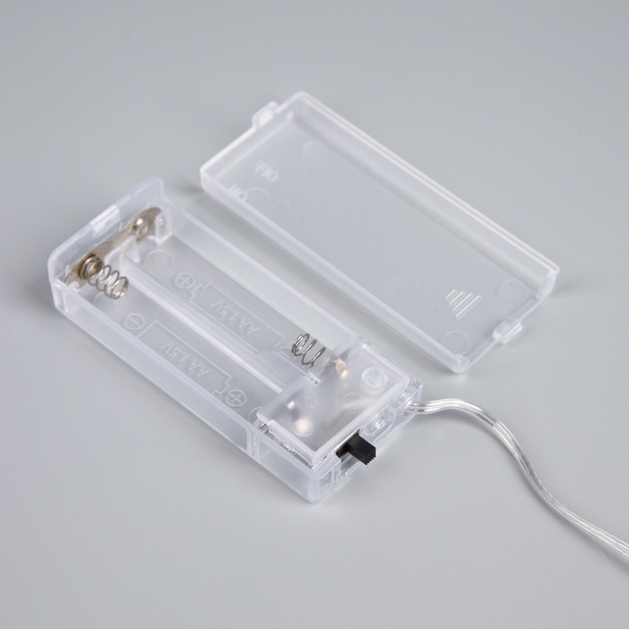 Гирлянда &laquo;Нить&raquo; роса 5 см, с насадками &laquo;Снежки&raquo;, IP20, серебристая нить, 10 LED, батарейки ААх2 (не в комплекте), свечение тёплое белое