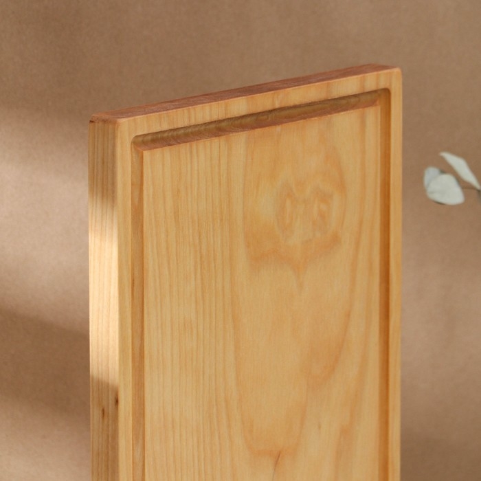 Доска разделочная деревянная с кровостоком Adelica, 40&times;20&times;2 см, покрыта маслом, цельная берёза