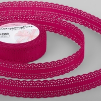 Лента декоративная, репсовая, с ажурным краем, 25 мм &times; 9,1 &plusmn; 0,5 м, цвет малиновый