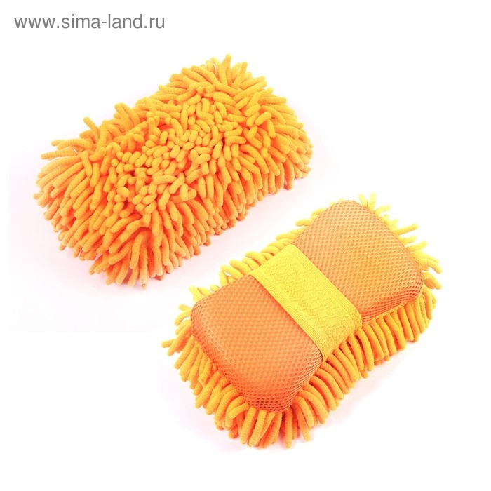 Губка для мытья авто, 24&times;11 см, микрофибра, микс