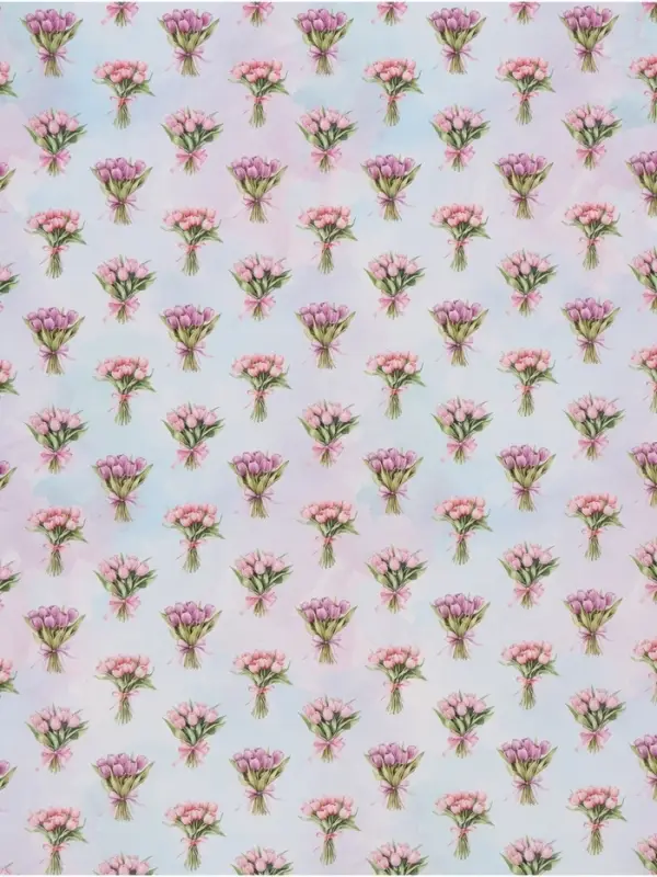 Бумага упаковочная глянцевая &laquo;Букетик цветов&raquo;, 70 &times; 100 см