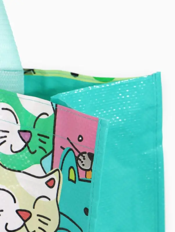 Сумка хоз Котики, 45*20*37, отдел без молнии, зеленый