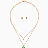 Набор 2 пред-та: пуссеты,кулон "Вишенка со стразинкой", цвет красный в золоте 50+40см. d4