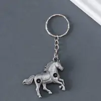 Брелок металл "Бегущий конь со стразами на седле" МИКС 3х4,2х0,8 см
