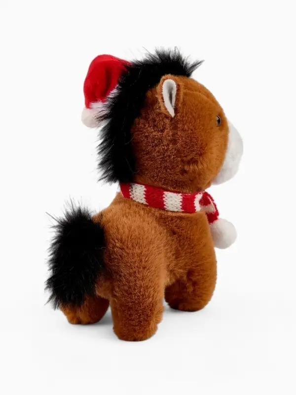 POMPOSHKI мягкая игрушка Лошадка, в шапочке, коричневая