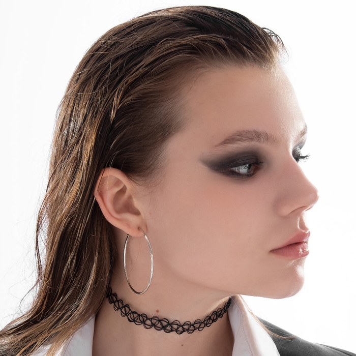 Серьги-кольца &laquo;Классика&raquo; d=5 см, цвет серебро