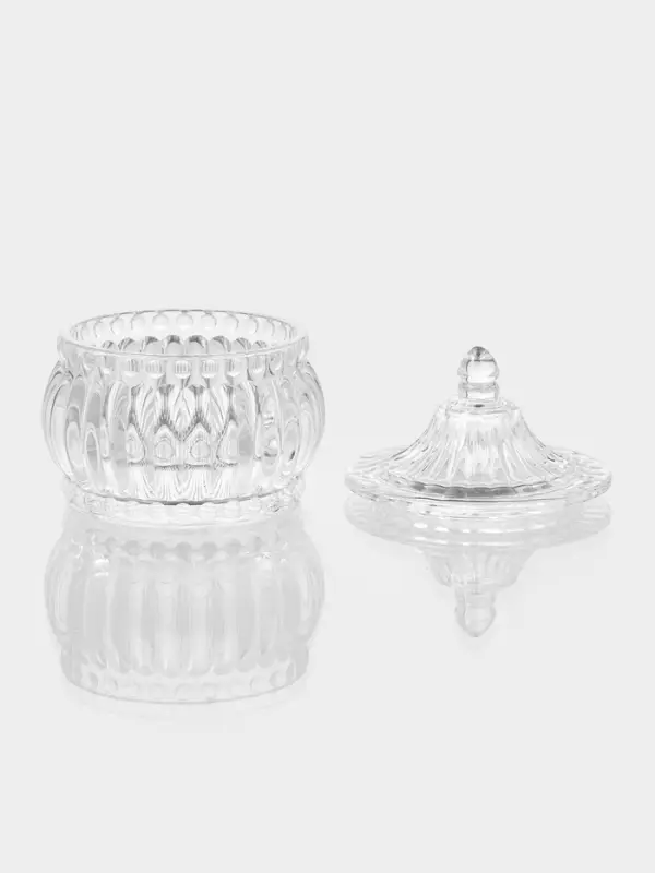 Конфетница с крышкой "Ребристая" 9х9х10 см, прозрачная