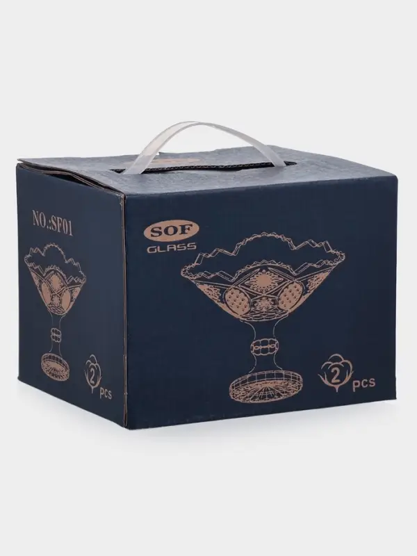 Конфетницы &laquo;Акапелла&raquo;, 9&times;15&times;12 см, набор 2 шт., стекло, прозрачные