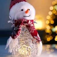 Фигура &laquo;Снеговик в красном&raquo; 28 см, 1 LED, от батареек ААА&times;3, свечение тёплое белое