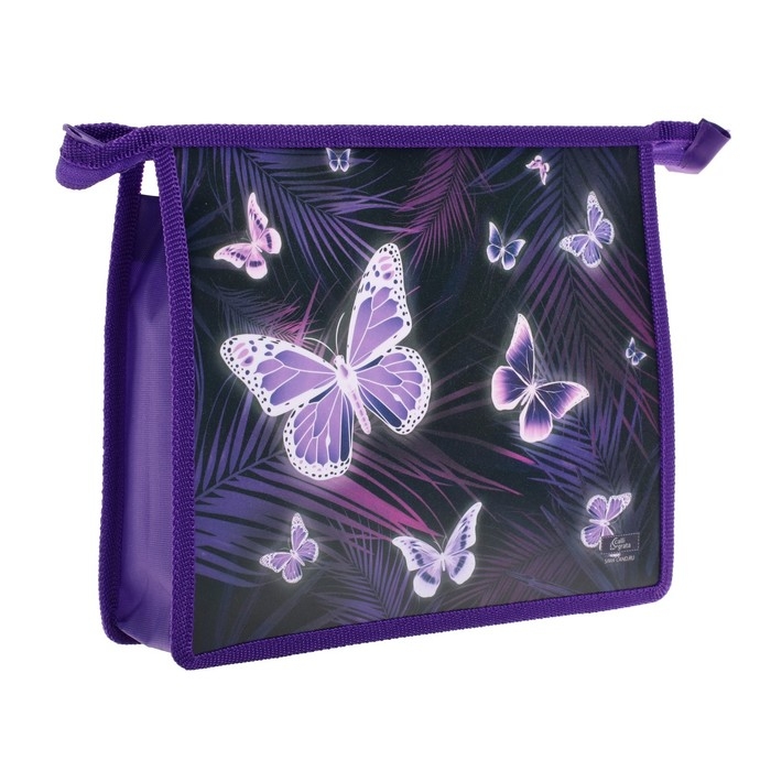 Папка для тетрадей А5, 230 х 190 х 50 мм, молния сверху, пластиковая, Calligrata "Бабочки"