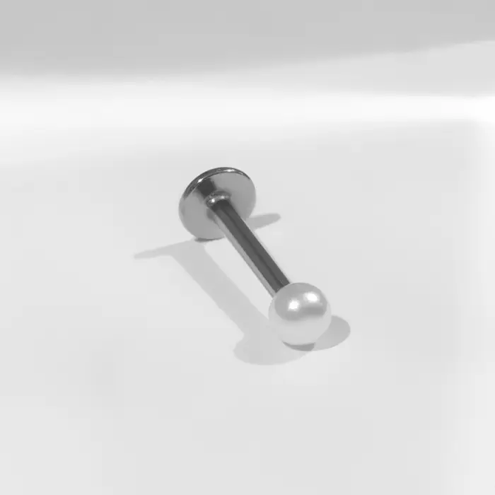 Пирсинг лабрет &laquo;Жемчуг&raquo;, L=1.2 мм, белый в серебре