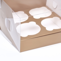 Коробка для 4 капкейков 16 х 16 х 10 , Золотая