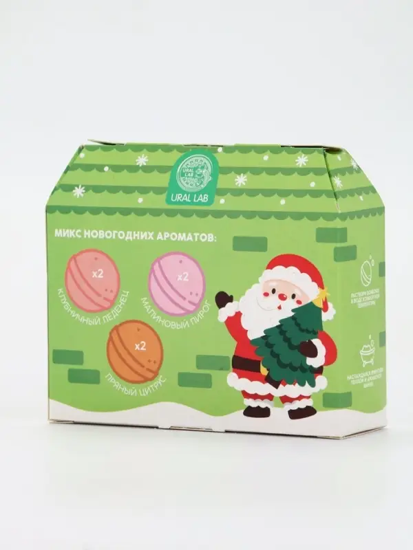 Бомбочки для ванны в домике &laquo;Дед Мороз&raquo;, набор 6 шт х 40 г, URAL LAB