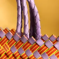 Сумка плетёная пластиковая 20х10х30 см, цв. сиренево-жёлтый