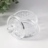 Шкатулка стекло "Ромбы и бриллиант" прозрачная 6,5х6,5х7 см