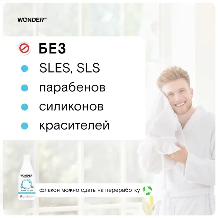 Экогель для душа WONDER LAB аквамарин, 550 мл