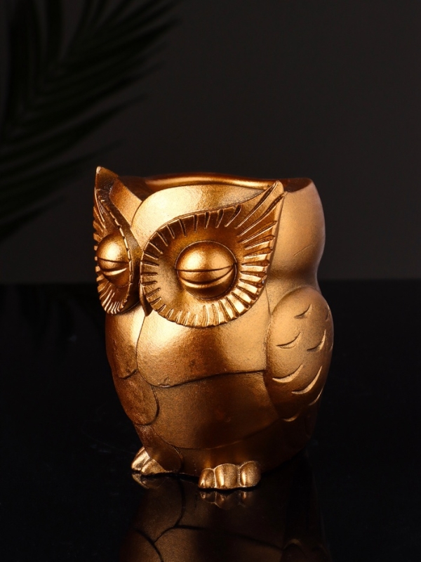 Кашпо "Сова" 10х7 см, цвет бронза
