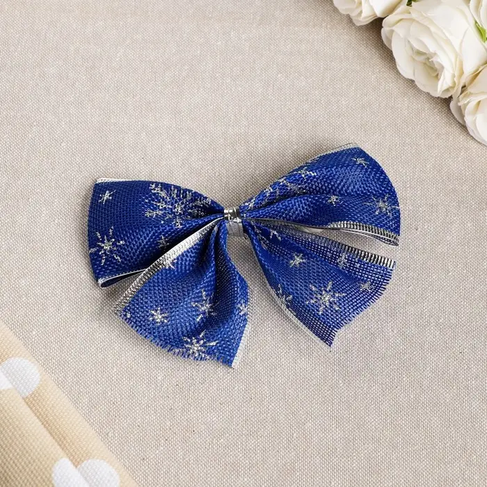 Бант праздничный &laquo;Снегопад&raquo;, синий, 14 х 10 см