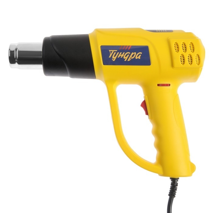 Строительный фен ТУНДРА, 2000 Вт, 250-500 л/мин, плавная регулировка 60-600 &deg;С, ЖК-дисплей