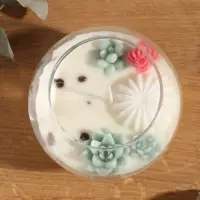 Свеча ароматическая в подсвечнике "Суккуленты" 1 фитиль аромат кофе 11х11х10 см