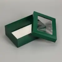 Коробка складная, крышка-дно, с окном, армейский зелёный, 24 х 17 х 8 см