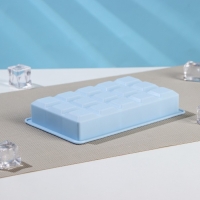 Форма для льда Доляна &laquo;Кубик&raquo;, силикон, 11,7&times;18,7&times;3,4 см, 15 ячеек (3,4&times;3,4 см), цвет голубой