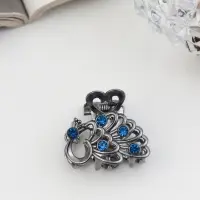 Крабик для волос &laquo;Синий туман&raquo;, павлин, 2.5 см, серебро