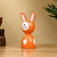 Набор сувенирный &laquo;Зайки&raquo;, h=15 см, h=13 см, h=10 см, дерево, оранжевый