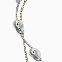 Колье "Борокко", цепь, 2 яруса, цвет серебро