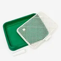 Туалет для собак 46,5 х 36 х 5,5 см, съёмной решеткой и столбиком, зелёный