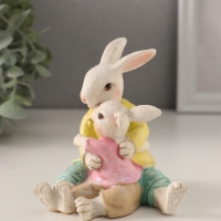 Сувенир полистоун "Кролик с крольчонком - папа и сын" 9х9х10 см