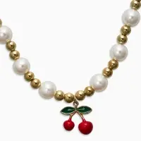 Набор 2 пред-а: серьги. кулон "Вишня" жемчуг, цветной в золоте