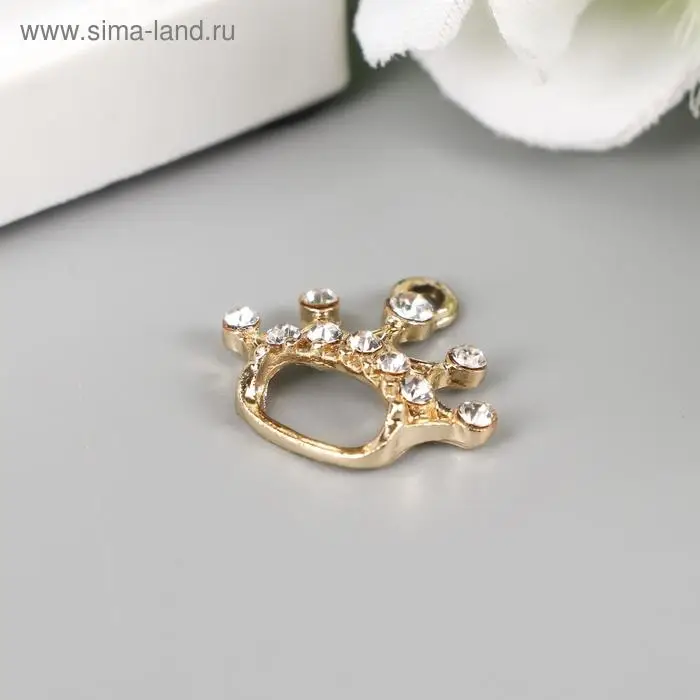 Декор для творчества металл, стразы "Корона" золото 2х2 см