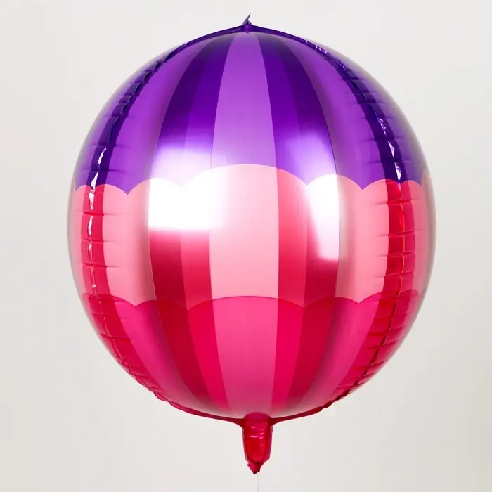 Воздушный шар фольгированный 20" &laquo;Сфера полосатая&raquo;, фуксия