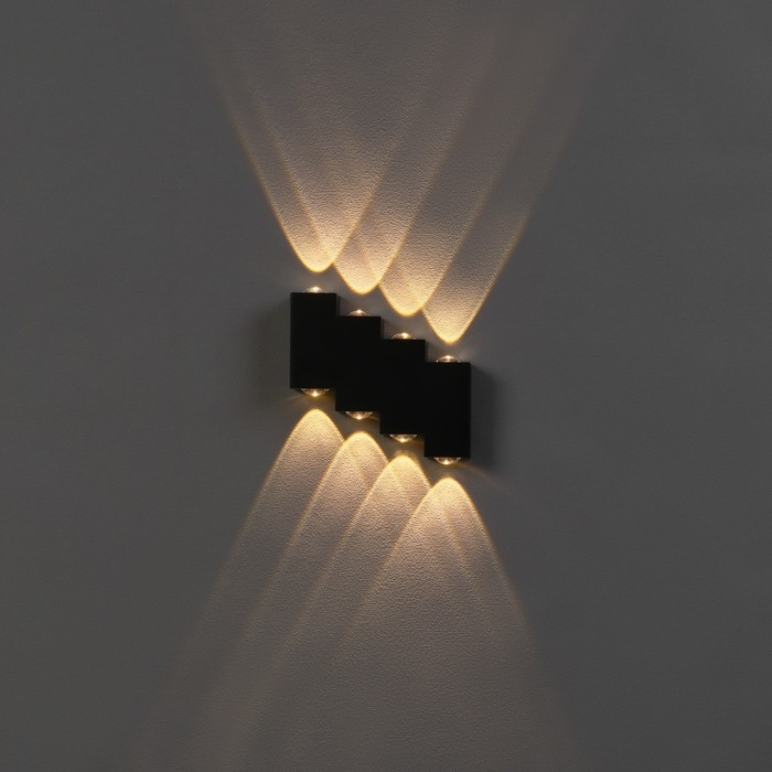 Светильник фасадный &laquo;Луч&raquo;, FSD-012, 8 Вт, 3000К, 4 луча, IP65, 220 В, металл, черный