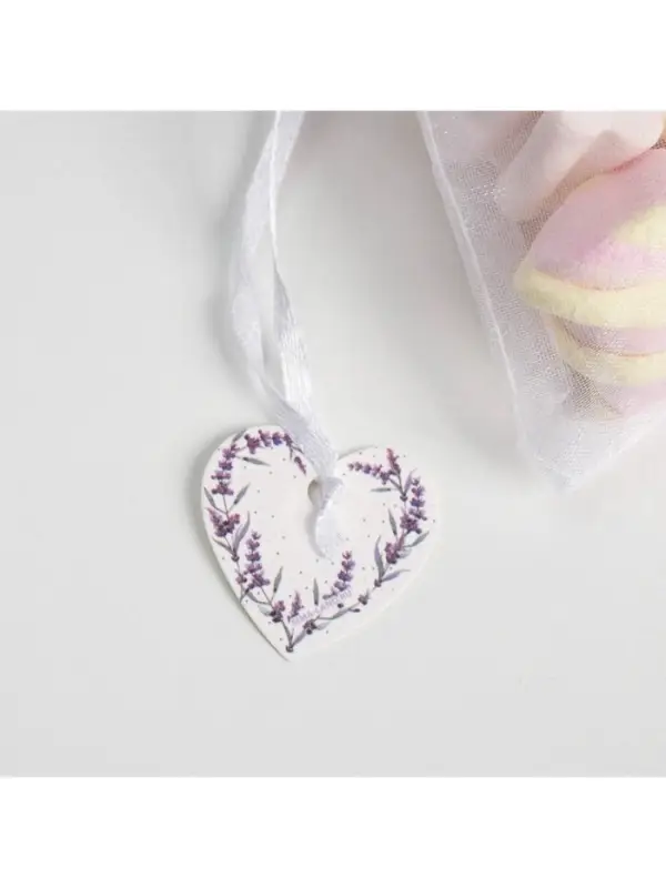 Мешочек подарочный органза белый &laquo;Лаванда&raquo;, с шильдиком, 10 х 12 см +/- 1.5 см