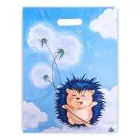 Пакет &laquo;Ежик с одуванчиком&raquo;, полиэтиленовый с вырубной ручкой, 30&times;40 см, 60 мкм