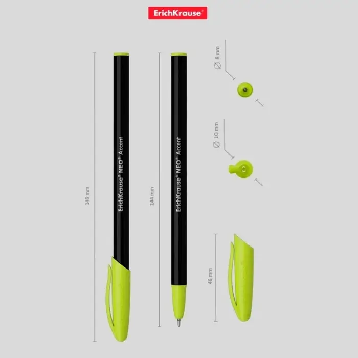 Ручка шариковая ErichKrause Neo Accent, игольчатый узел 0.7 мм, чернила синие, длина линии письма 1000 метров, МИКС