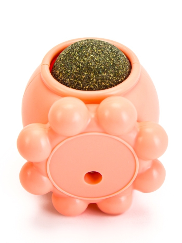 Игрушка для кошек из кошачьей мяты "Осьминог" на основании, 5 х 4 см, розовая