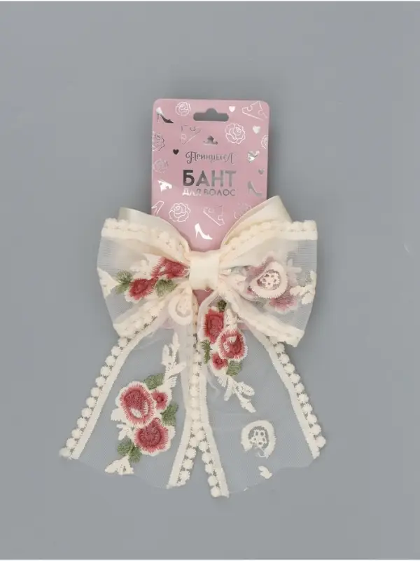 Бант для волос на заколке с вышивкой &laquo;Цветы&raquo;, Принцессы