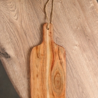 Доска разделочная прямоугольная "Желтые и синие цветы" дерево манго 41х18 см