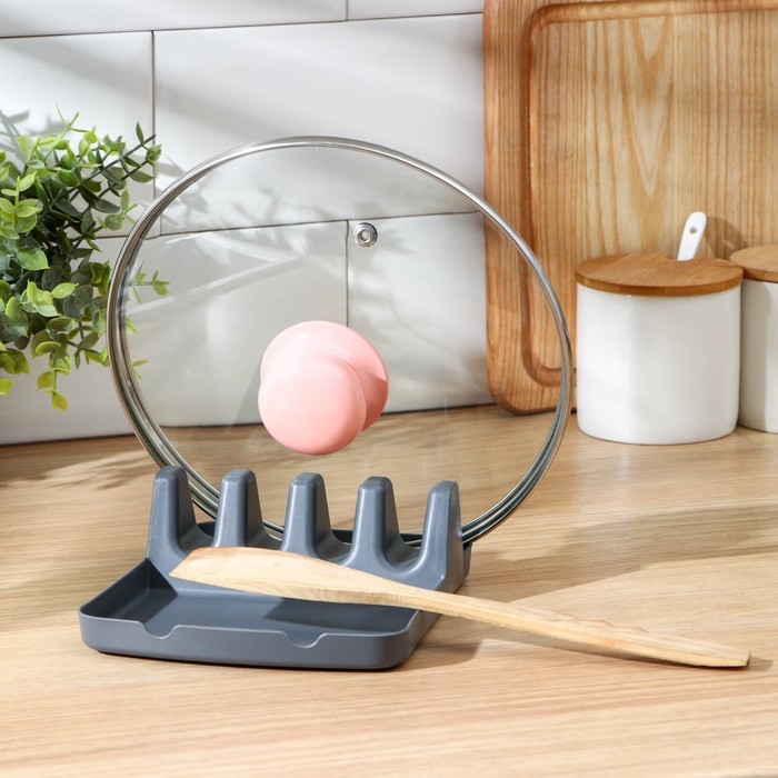 Подставка для крышек и кухонных принадлежностей, 14&times;18&times;5 см, цвет МИКС