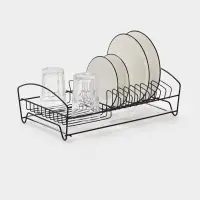 Сушилка для тарелок и кружек с поддоном 39*25*12 см, цвет черный