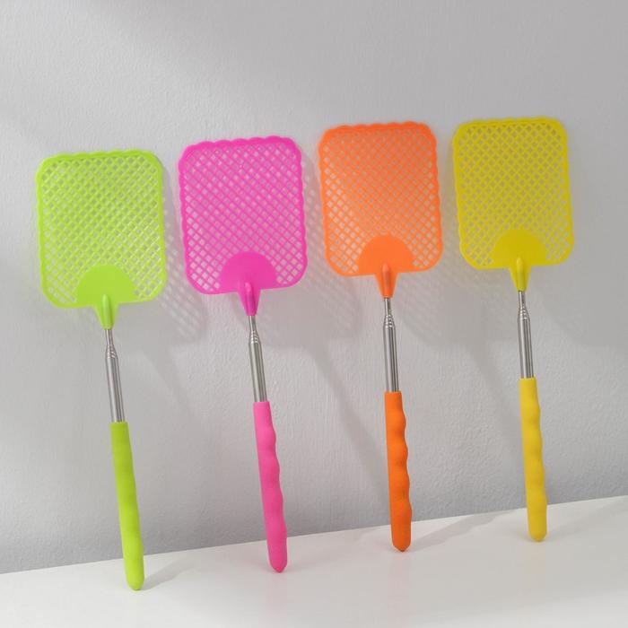 Мухобойка телескопическая, длина 26-70 см, размер рабочей части 8&times;9,4 см, цвет МИКС