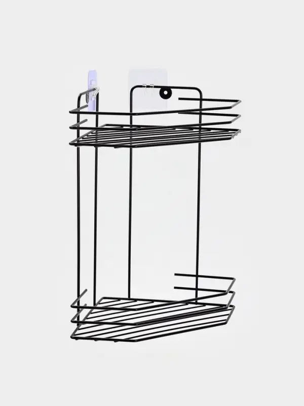 Полка для ванной угловая 2-х ярусная 20,5*20,5*31,5 см, цвет черный